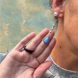 Silver and Blue Teardrop Earrings